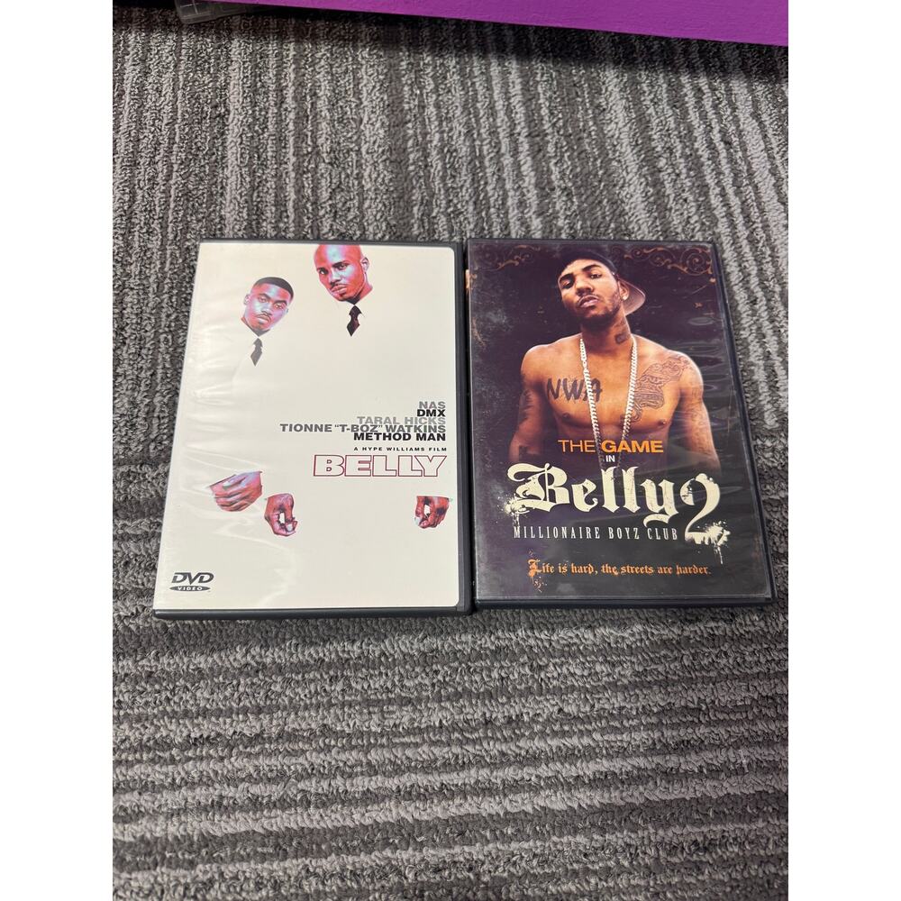 Belly & Belly 2 DVD Lot DMX Nas Method Man The Game Hip Hop Crime Movies